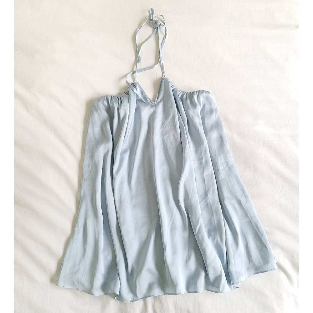 Lovers + Friends Mini Dress Womens Small Blue Off The Shoulder V-Neck Spaghetti